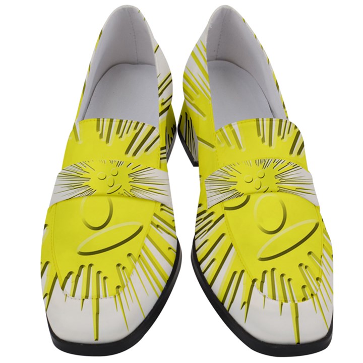 Smilie Sun Emoticon Yellow Cheeky Women s Chunky Heel Loafers