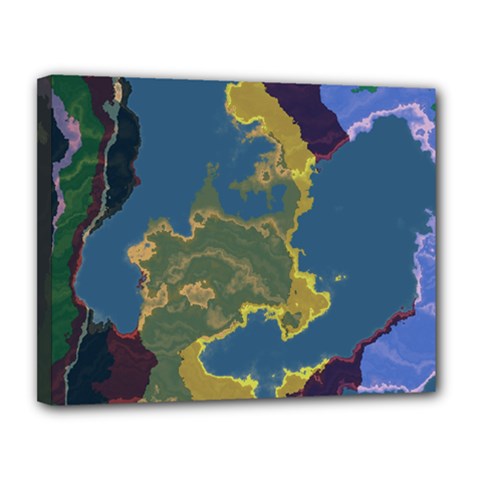 Map Geography World Canvas 14  X 11  (stretched)