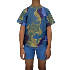 Map Geography World Kids  Short Sleeve Swimwear