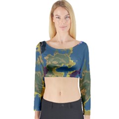 Map Geography World Long Sleeve Crop Top