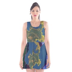 Map Geography World Scoop Neck Skater Dress