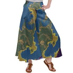 Map Geography World Satin Palazzo Pants