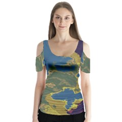 Map Geography World Butterfly Sleeve Cutout Tee 