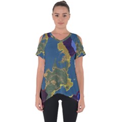 Map Geography World Cut Out Side Drop Tee