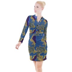 Map Geography World Button Long Sleeve Dress by HermanTelo