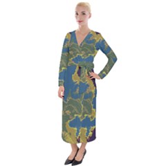 Map Geography World Velvet Maxi Wrap Dress by HermanTelo