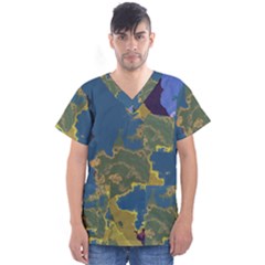 Map Geography World Men s V-neck Scrub Top