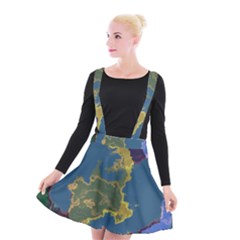 Map Geography World Suspender Skater Skirt