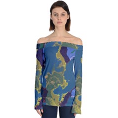 Map Geography World Off Shoulder Long Sleeve Top