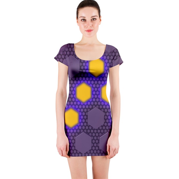 Communication Network Digital Short Sleeve Bodycon Dress