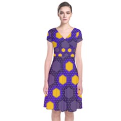 Communication Network Digital Short Sleeve Front Wrap Dress