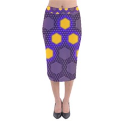 Communication Network Digital Velvet Midi Pencil Skirt