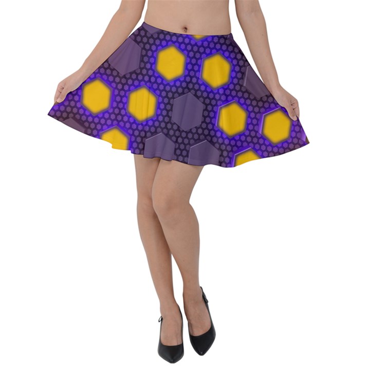 Communication Network Digital Velvet Skater Skirt