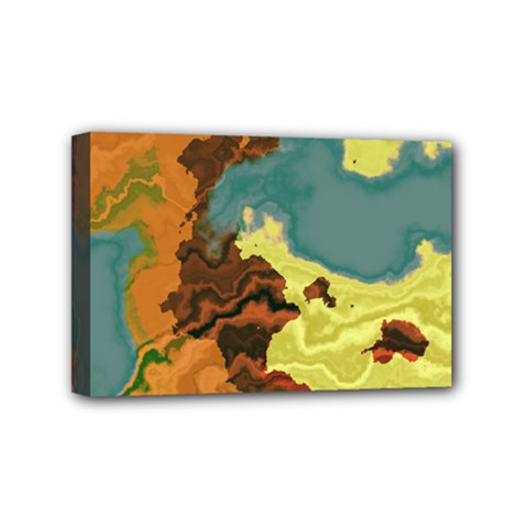 Map Geography World Yellow Mini Canvas 6  X 4  (stretched)