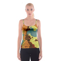 Map Geography World Yellow Spaghetti Strap Top