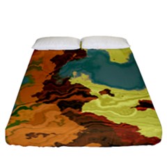 Map Geography World Yellow Fitted Sheet (california King Size)