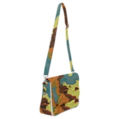 Map Geography World Yellow Shoulder Bag With Back Zipper