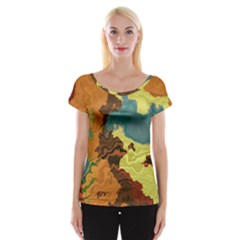 Map Geography World Yellow Cap Sleeve Top by HermanTelo