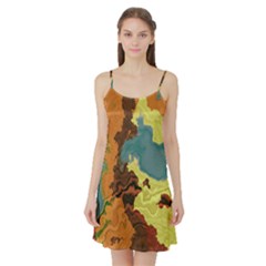 Map Geography World Yellow Satin Night Slip