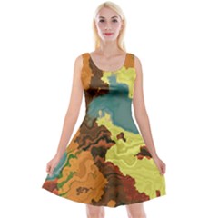 Map Geography World Yellow Reversible Velvet Sleeveless Dress by HermanTelo