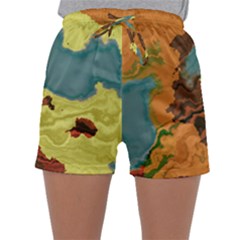 Map Geography World Yellow Sleepwear Shorts