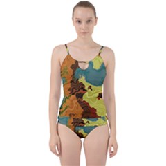 Map Geography World Yellow Cut Out Top Tankini Set