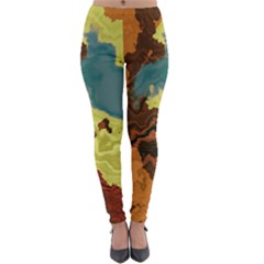 Map Geography World Yellow Lightweight Velour Leggings