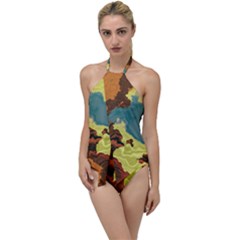 Map Geography World Yellow Go With The Flow One Piece Swimsuit by HermanTelo