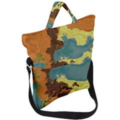 Map Geography World Yellow Fold Over Handle Tote Bag by HermanTelo