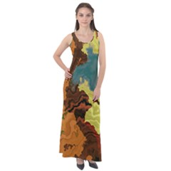 Map Geography World Yellow Sleeveless Velour Maxi Dress by HermanTelo