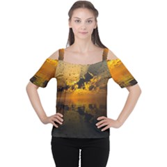 Sunset Reflection Birds Clouds Sky Cutout Shoulder Tee