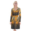 Sunset Reflection Birds Clouds Sky Long Sleeve Velvet Front Wrap Dress View1