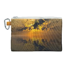 Sunset Reflection Birds Clouds Sky Canvas Cosmetic Bag (large)