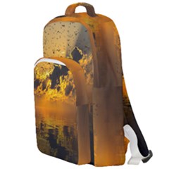 Sunset Reflection Birds Clouds Sky Double Compartment Backpack