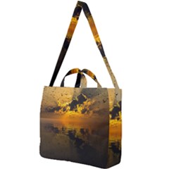 Sunset Reflection Birds Clouds Sky Square Shoulder Tote Bag