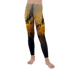 Sunset Reflection Birds Clouds Sky Kids  Lightweight Velour Leggings