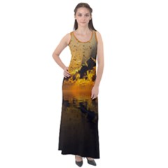 Sunset Reflection Birds Clouds Sky Sleeveless Velour Maxi Dress