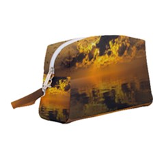 Sunset Reflection Birds Clouds Sky Wristlet Pouch Bag (medium)