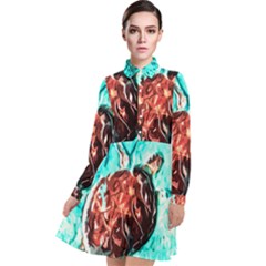 Tortoise Marine Animal Shell Sea Long Sleeve Chiffon Shirt Dress by HermanTelo