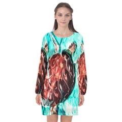 Tortoise Marine Animal Shell Sea Long Sleeve Chiffon Shift Dress 