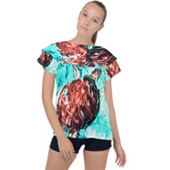 Tortoise Marine Animal Shell Sea Ruffle Collar Chiffon Blouse