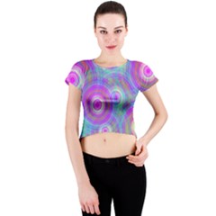 Circle Colorful Pattern Background Crew Neck Crop Top