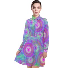 Circle Colorful Pattern Background Long Sleeve Chiffon Shirt Dress