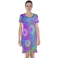 Circle Colorful Pattern Background Short Sleeve Nightdress by HermanTelo