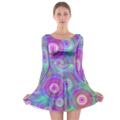 Circle Colorful Pattern Background Long Sleeve Skater Dress by HermanTelo