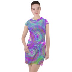 Circle Colorful Pattern Background Drawstring Hooded Dress