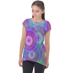 Circle Colorful Pattern Background Cap Sleeve High Low Top