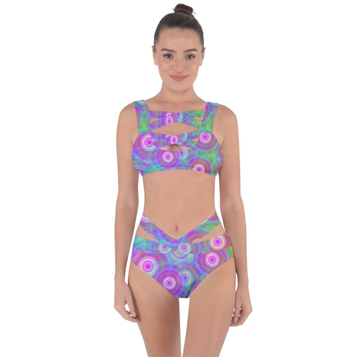 Circle Colorful Pattern Background Bandaged Up Bikini Set 