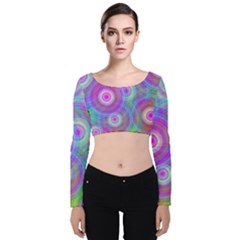 Circle Colorful Pattern Background Velvet Long Sleeve Crop Top