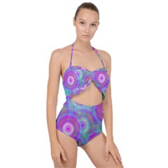 Circle Colorful Pattern Background Scallop Top Cut Out Swimsuit